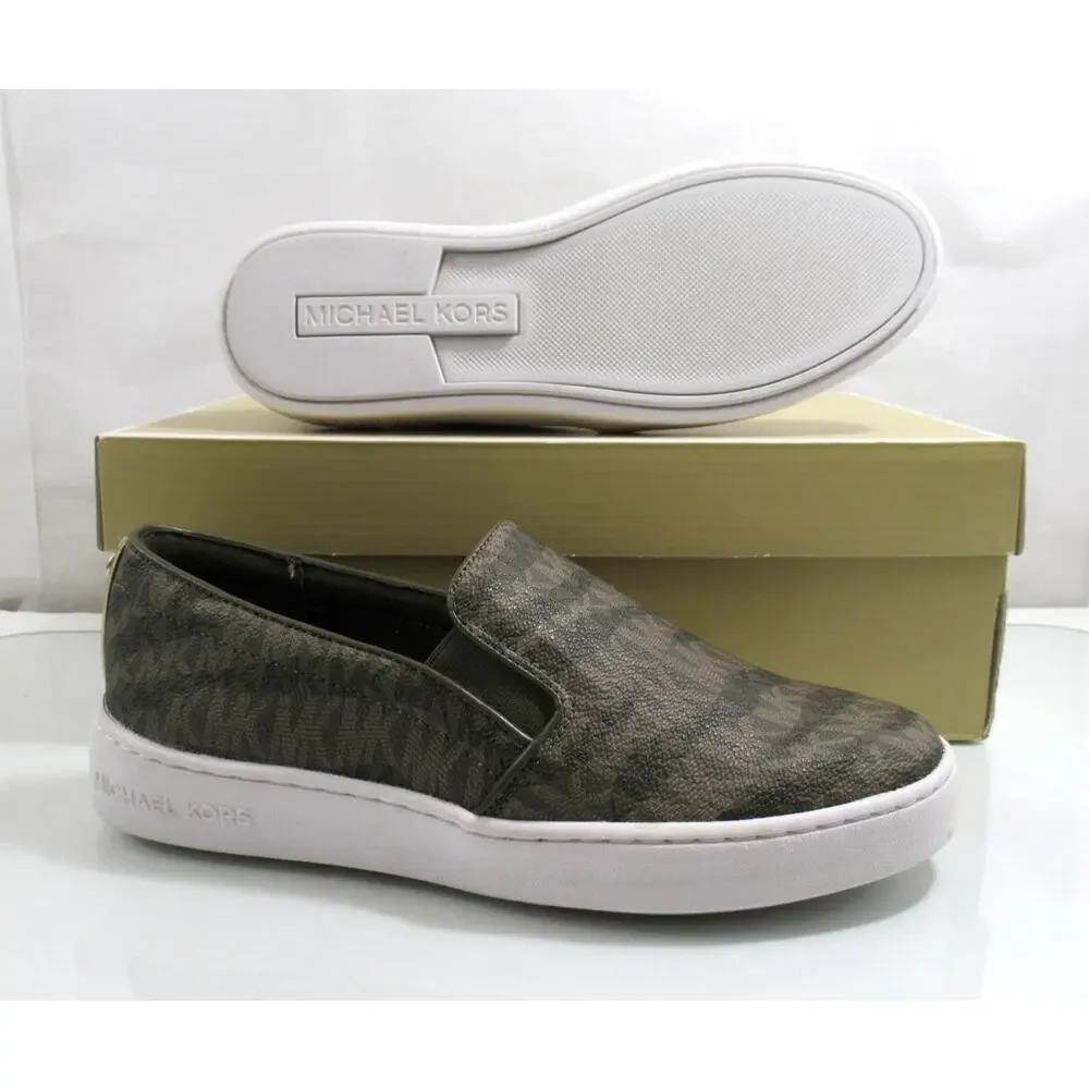 Michael Kors Keaton Slip On Sneakers MK Signature Olive Green Size 7.5 - Picture 8 of 8